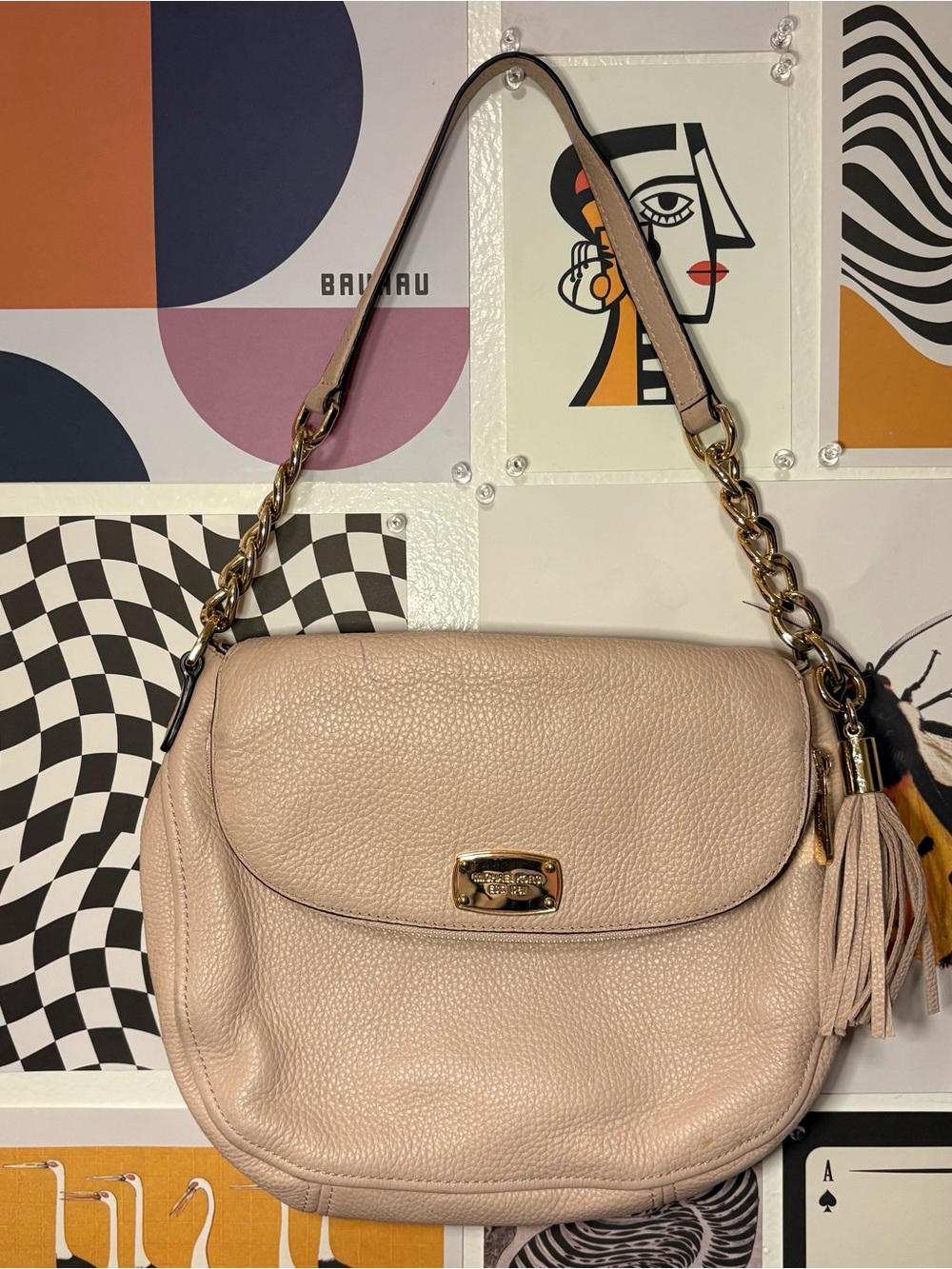 Michael Kors Pink Champagne Pebbled Shoulder Bag